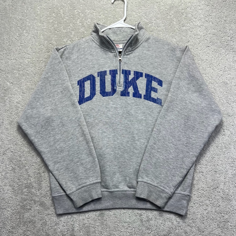 VINTAGE The Game Sweatshirt Size Medium Gray Duke University 1/4 Zip Collegiate